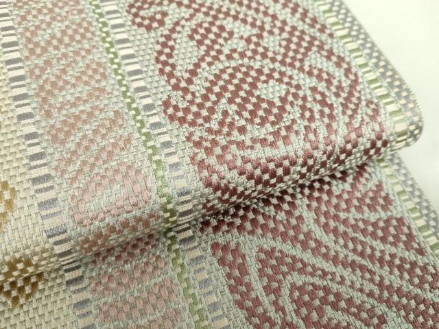 平和屋着物●本場筑前博多織 八寸名古屋帯 間道 正絹 逸品 DAAY1385ps