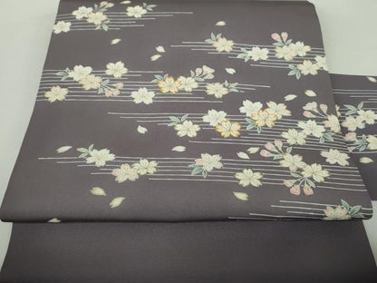 平和屋着物●東京手描友禅　加納知之　塩瀬　九寸名古屋帯　駒刺繍　舞桜　金彩　半色　正絹　逸品　DAAY1392ps