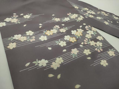 平和屋着物●東京手描友禅　加納知之　塩瀬　九寸名古屋帯　駒刺繍　舞桜　金彩　半色　正絹　逸品　DAAY1392ps