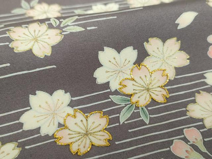 平和屋着物●東京手描友禅　加納知之　塩瀬　九寸名古屋帯　駒刺繍　舞桜　金彩　半色　正絹　逸品　DAAY1392ps