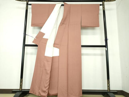平和屋着物●上質な色無地　蘇芳香色　正絹　逸品　DAAY1393ps