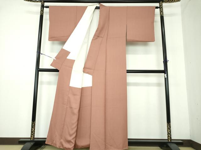 平和屋着物●上質な色無地　蘇芳香色　正絹　逸品　DAAY1393ps