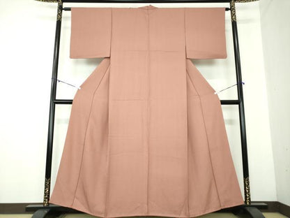 平和屋着物●上質な色無地　蘇芳香色　正絹　逸品　DAAY1393ps