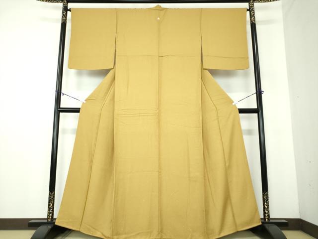 平和屋着物●上質な色無地　吹き寄せ花地紋　桑染色　正絹　逸品　DAAY1395ps