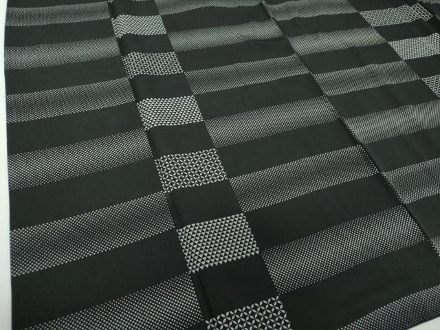 平和屋着物●上質な小紋　横段文　黒地　正絹　逸品　DAAY1402ps