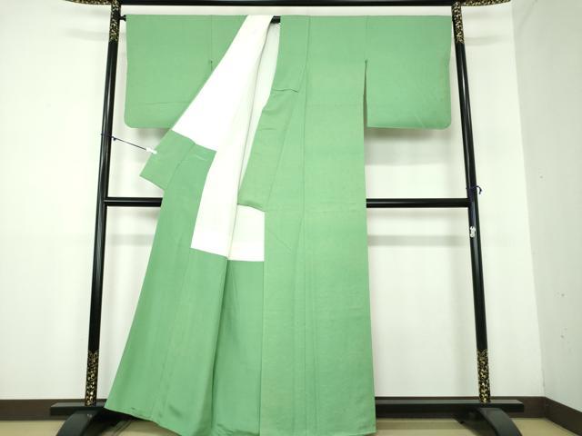 平和屋着物●服飾評論家　市田ひろみ監修　色無地　宝尽くし花地紋　若竹色　正絹　逸品　DAAY1427ps