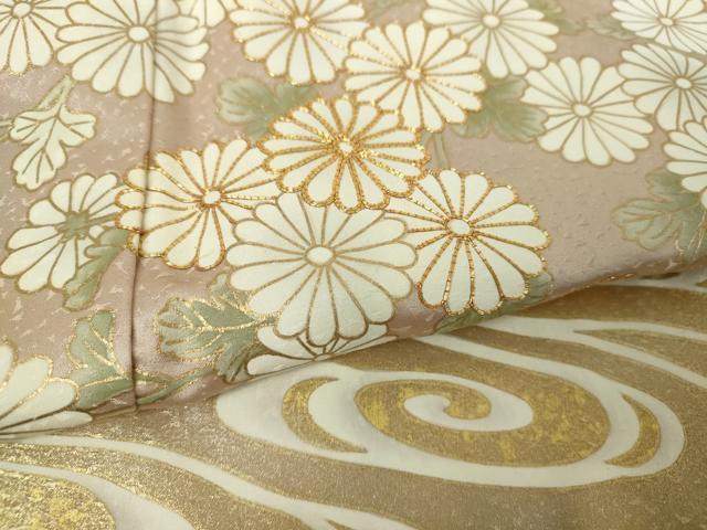 平和屋着物●訪問着 駒刺繍 流水菊 暈し染め 金彩 正絹 逸品 未使用 DAAY1431ps