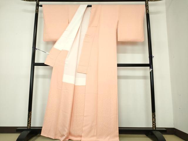 平和屋着物●上質な色無地　桐地紋　赤香色　正絹　逸品　DAAY1440ps