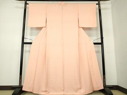 平和屋着物●上質な色無地　桐地紋　赤香色　正絹　逸品　DAAY1440ps