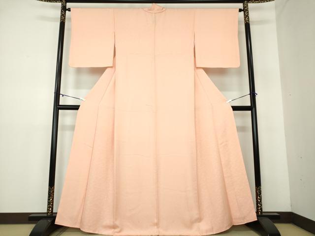 平和屋着物●上質な色無地　桐地紋　赤香色　正絹　逸品　DAAY1440ps