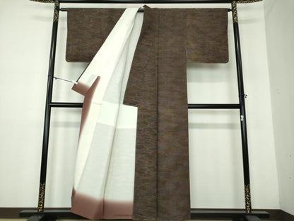平和屋着物●上質な紬 石畳文 正絹 逸品 未使用 DAAY1451ps