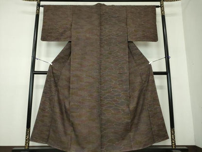 平和屋着物●上質な紬 石畳文 正絹 逸品 未使用 DAAY1451ps