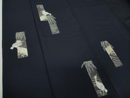 平和屋着物●訪問着　総刺繍　白鷺　枝垂れ柳　金糸　正絹　逸品　DAAY1453ps