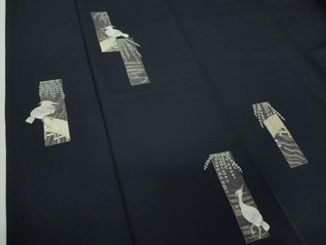 平和屋着物●訪問着　総刺繍　白鷺　枝垂れ柳　金糸　正絹　逸品　DAAY1453ps
