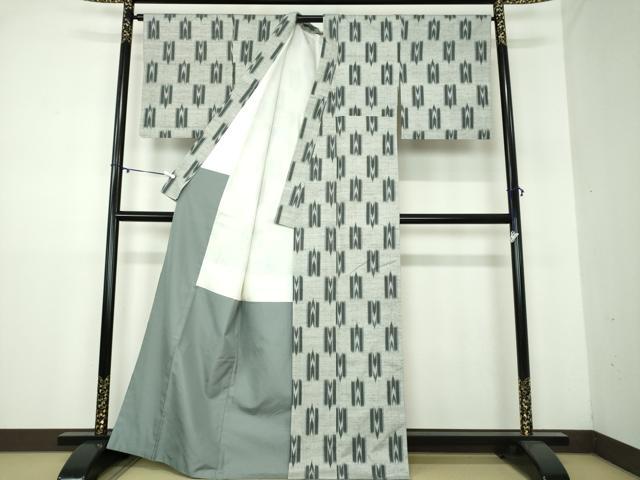 平和屋着物●ぜんまい紬　矢羽文　正絹　逸品　DAAY1454ps