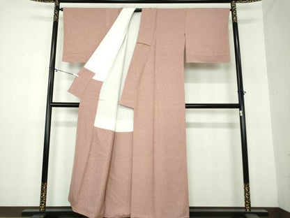 平和屋着物●上質な色無地　吉祥花地紋　梅鼠色　正絹　逸品　DAAY1467ps