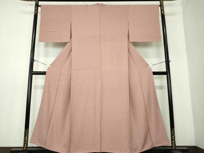 平和屋着物●上質な色無地　吉祥花地紋　梅鼠色　正絹　逸品　DAAY1467ps