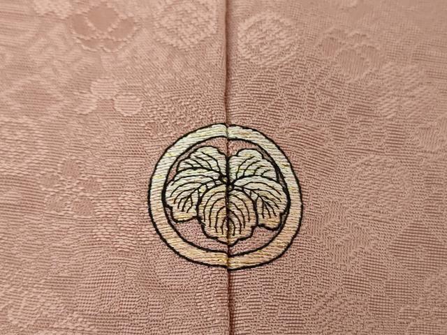 平和屋着物●上質な色無地　吉祥花地紋　梅鼠色　正絹　逸品　DAAY1467ps