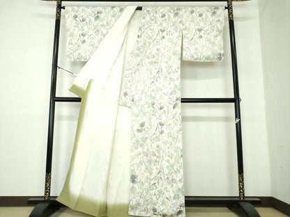 平和屋着物●上質な小紋 手描き 草花文 正絹 逸品 DAAY1473ps