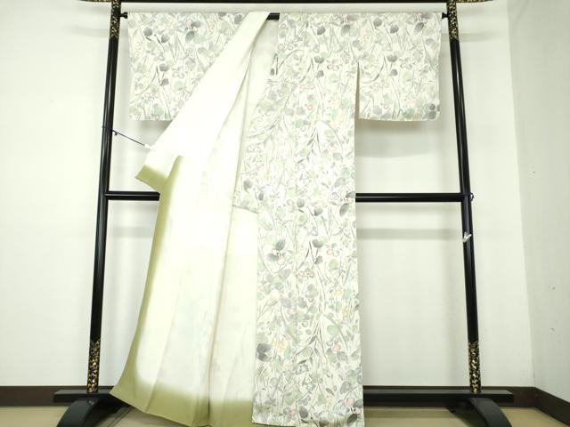 平和屋着物●上質な小紋 手描き 草花文 正絹 逸品 DAAY1473ps