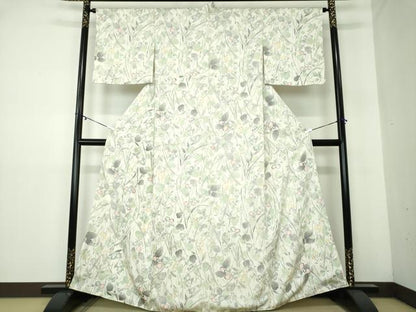 平和屋着物●上質な小紋 手描き 草花文 正絹 逸品 DAAY1473ps