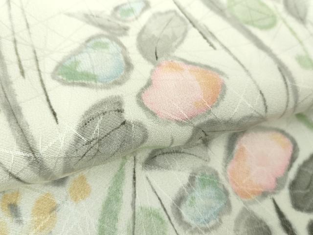 平和屋着物●上質な小紋 手描き 草花文 正絹 逸品 DAAY1473ps