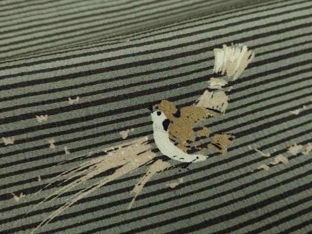 平和屋着物●色留訪問着 雀 稲穂 正絹 逸品 DAAY1476ps