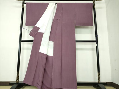 平和屋着物●上質な色無地　葡萄色　正絹　逸品　DAAY1491ps
