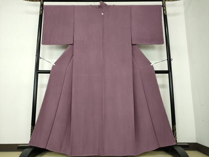 平和屋着物●上質な色無地　葡萄色　正絹　逸品　DAAY1491ps