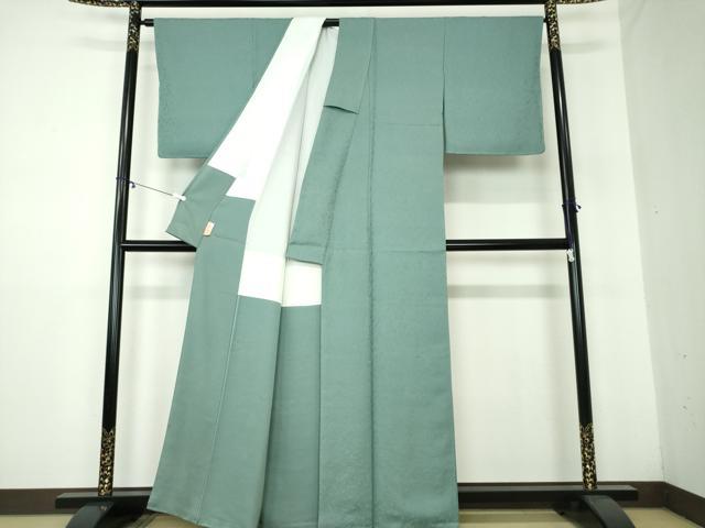 平和屋着物●上質な色無地 作家物 本草木染 草花地紋 錆鼠色 正絹 逸品 DAAY1492ps