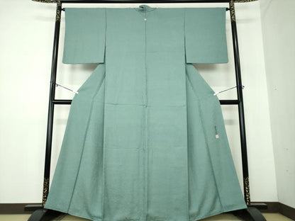 平和屋着物●上質な色無地 作家物 本草木染 草花地紋 錆鼠色 正絹 逸品 DAAY1492ps