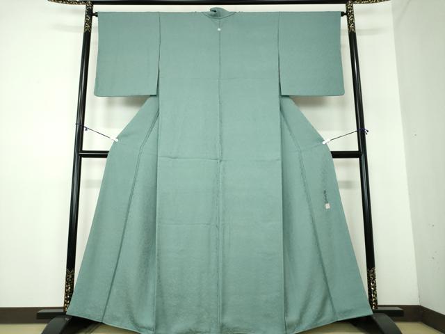 平和屋着物●上質な色無地 作家物 本草木染 草花地紋 錆鼠色 正絹 逸品 DAAY1492ps