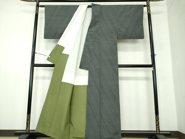 平和屋着物●本塩沢 110亀甲 斜線文 正絹 逸品 DAAY1520ps