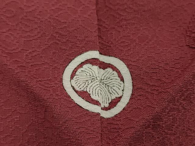 平和屋着物●上質な色無地　貝合わせ花地紋　濃浅蘇芳色　正絹　逸品　DAAY1528ps
