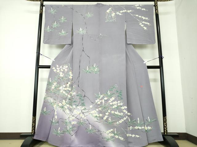平和屋着物●本加賀友禅作家　前川哲　訪問着　枝梅松文　暈し染め　正絹　逸品　未使用　DAAY1538ps