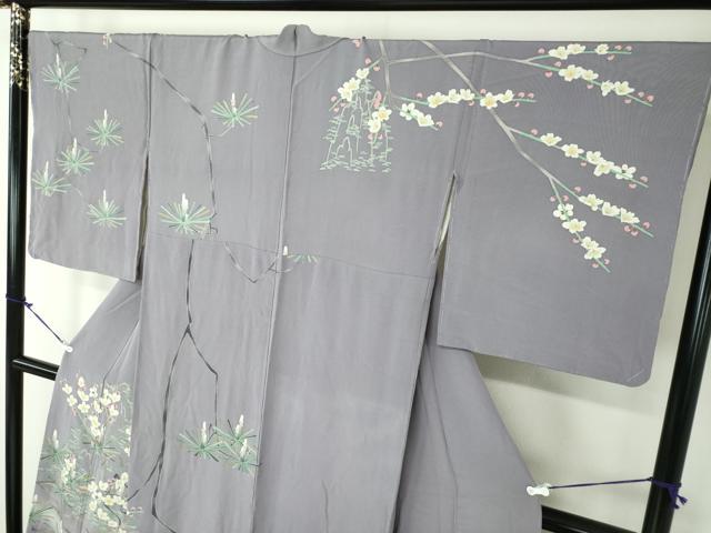 平和屋着物●本加賀友禅作家　前川哲　訪問着　枝梅松文　暈し染め　正絹　逸品　未使用　DAAY1538ps