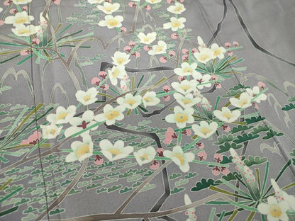 平和屋着物●本加賀友禅作家　前川哲　訪問着　枝梅松文　暈し染め　正絹　逸品　未使用　DAAY1538ps