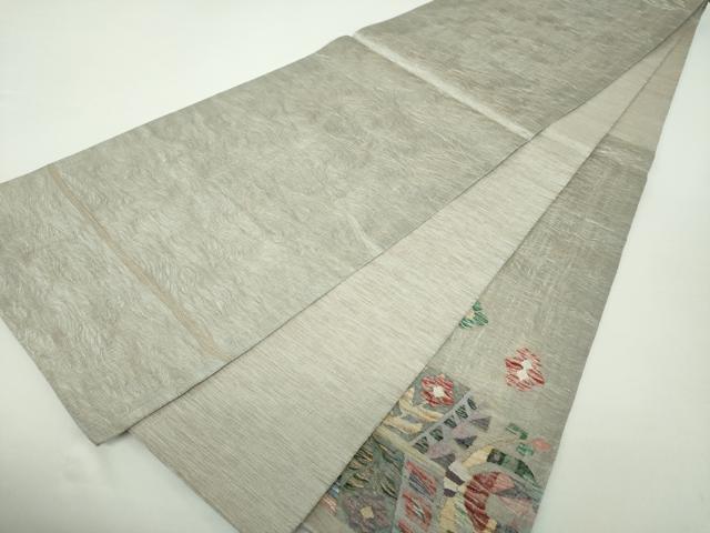 平和屋着物▽太鼓柄袋帯 スリーシーズン帯 春 夏 秋 すくい織 花鳥文 金糸 正絹 逸品 DAAY1551ps