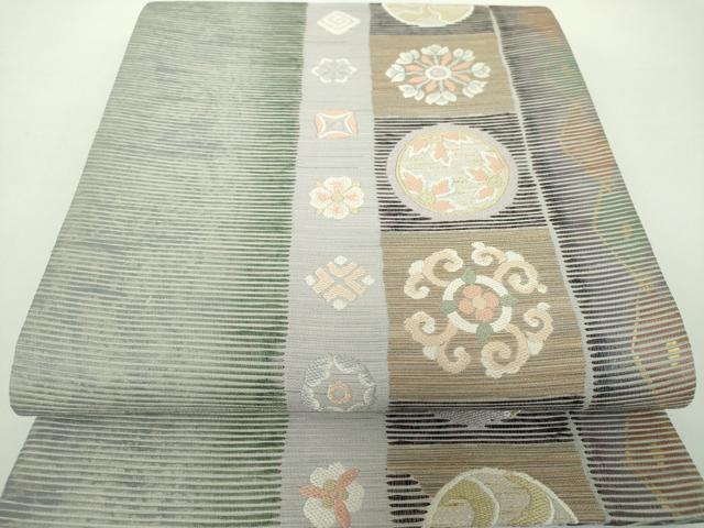平和屋着物●六通柄袋帯 唐織 慶 立波花丸間道 金銀糸 正絹 逸品 DAAY1556ps