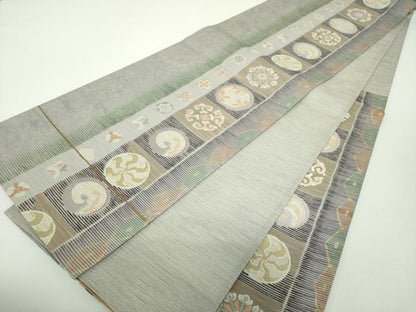 平和屋着物●六通柄袋帯 唐織 慶 立波花丸間道 金銀糸 正絹 逸品 DAAY1556ps
