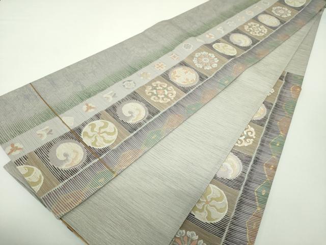 平和屋着物●六通柄袋帯 唐織 慶 立波花丸間道 金銀糸 正絹 逸品 DAAY1556ps