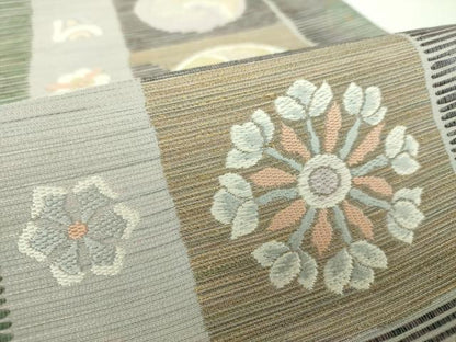 平和屋着物●六通柄袋帯 唐織 慶 立波花丸間道 金銀糸 正絹 逸品 DAAY1556ps