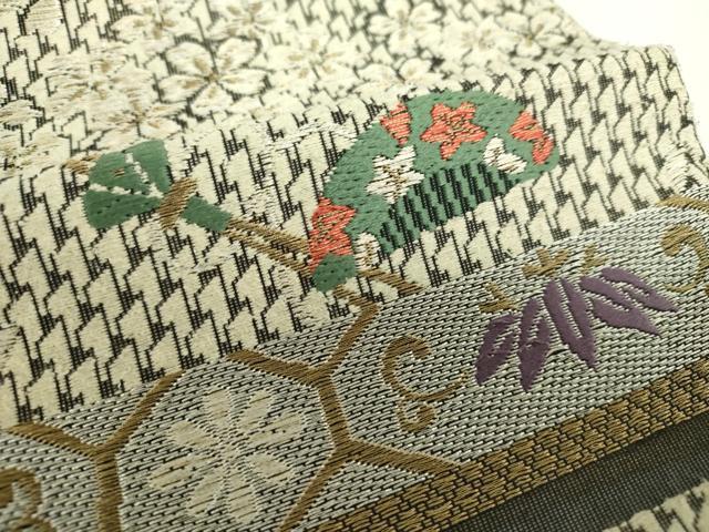 平和屋着物▽両面 六通柄袋帯 スリーシーズン帯 春 夏 秋 唐織 雪輪花文 櫛 簪 金銀糸 正絹 逸品 未使用 DAAY1559ps