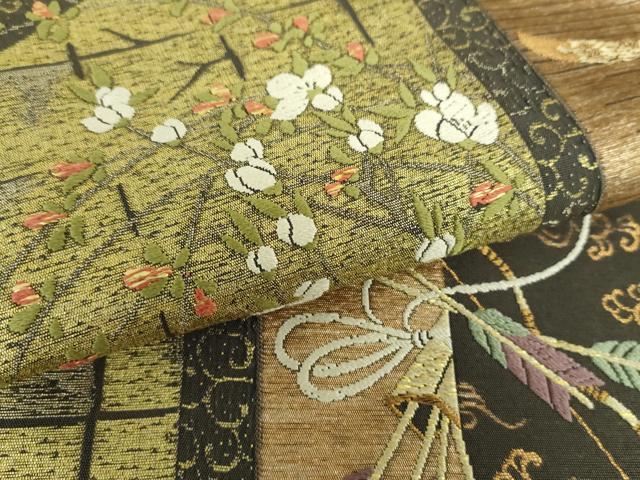 平和屋着物●両面　六通柄　本袋帯　唐織　転生　吉祥花文　金糸　正絹　逸品　DAAY1561ps