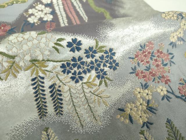 平和屋着物●六通柄袋帯 唐俑箔 藤波趣情文 金銀糸 引箔 正絹 逸品 DAAY1566ps