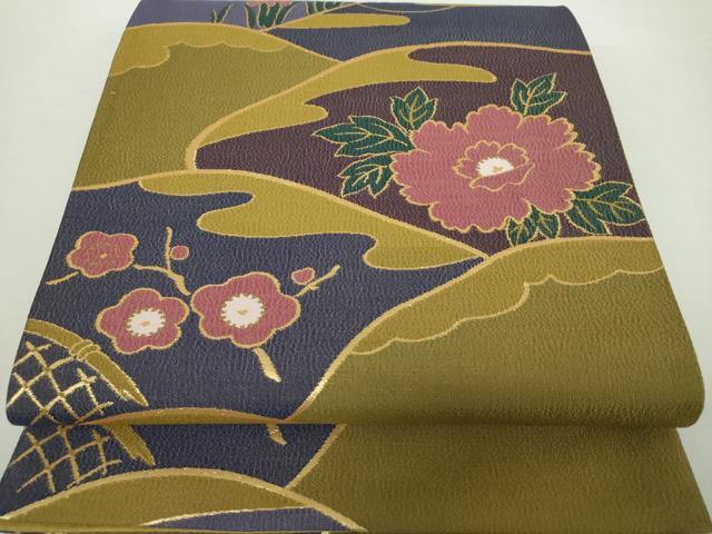 平和屋着物●六通柄袋帯 詩瑠絵都 金糸 正絹 逸品 DAAY1584ps