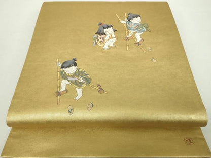 平和屋着物●西陣　橋本織物謹製　太鼓柄袋帯　作家物　竹梅　本金箔　証紙付き　正絹　逸品　DAAY1614ps