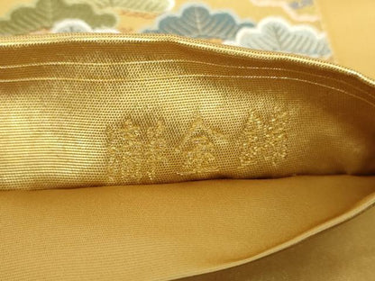 平和屋着物●西陣 長嶋成織物 ながしま帯 六通柄袋帯 唐織 延寿桧扇散 本金箔 瀞金錦 正絹 逸品 DAAY1615ps