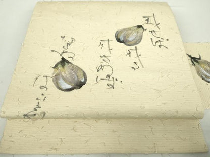 平和屋着物●九寸名古屋帯 髭紬 手描き 為せば成る為さねば成らぬ何事も 成り物 正絹 逸品 未使用 DAAY1623ps