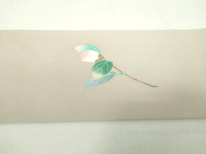 平和屋着物●塩瀬 九寸名古屋帯 友禅 作家物 枝花文 正絹 逸品 DAAY1626ps